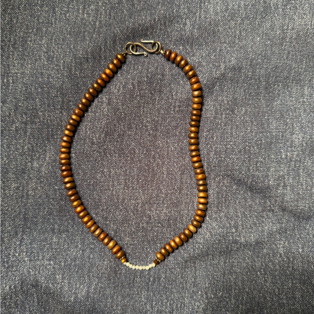 Natural Bronze Pearl necklace with chalcedony